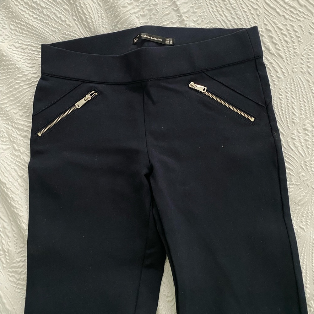 Zara Navy Zipper Leggings Size Medium